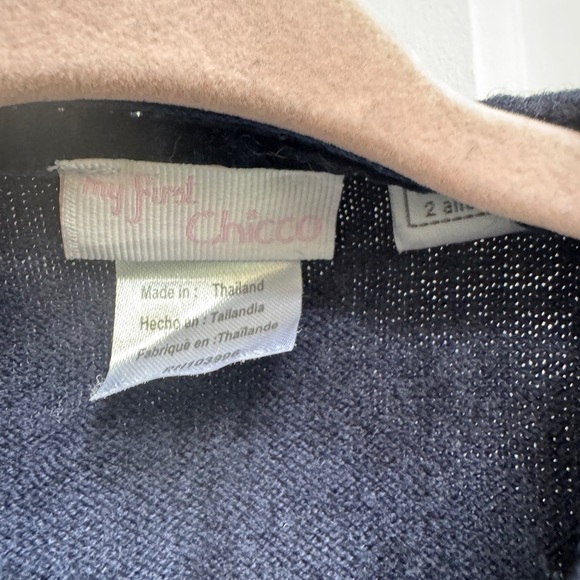 My First Chicco 2T Girls Blue Cable Knit Sweater Cardigan with Ribbed Trim - Picture 4 of 6